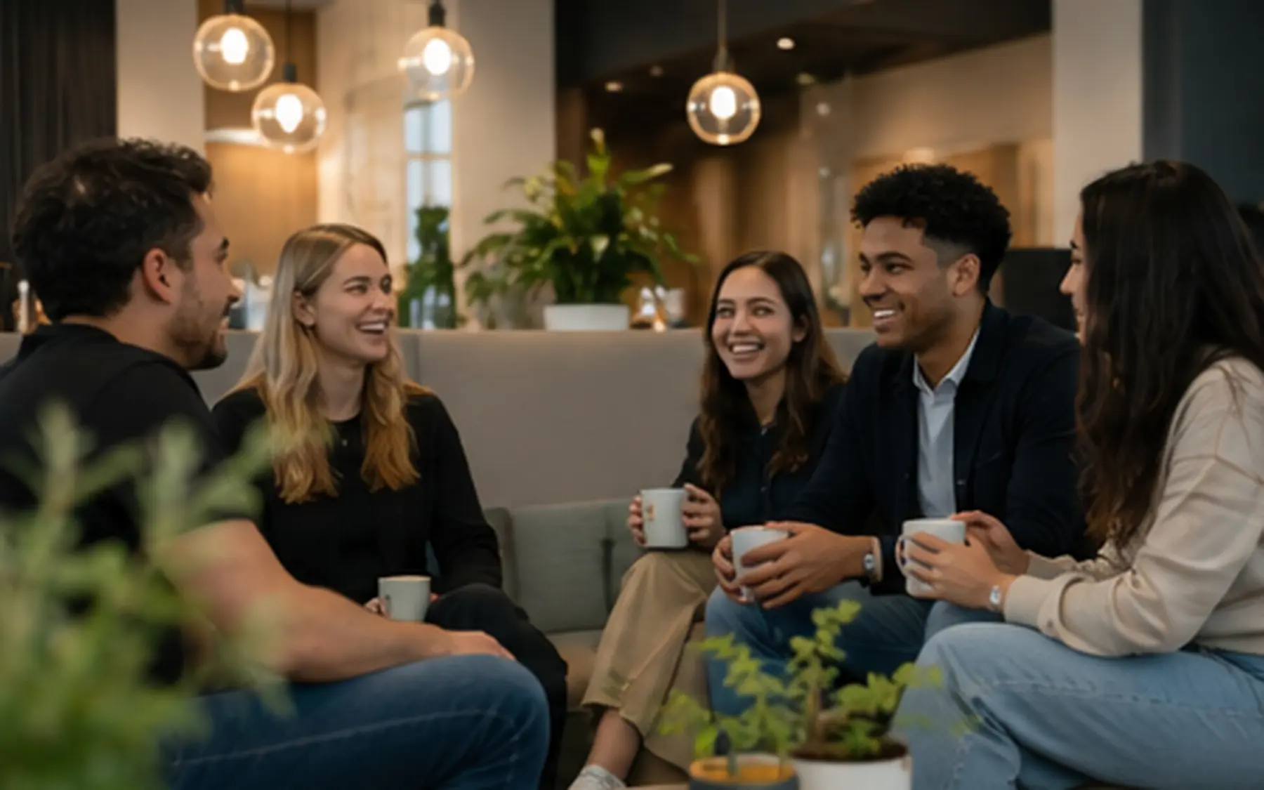 A team taking a break together at the office
